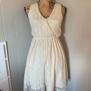 Maison Jules Lace Wrap Mini Dress with Gold Accents